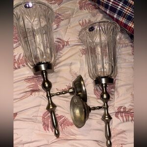 Bronze and Crystal Wall Sconce